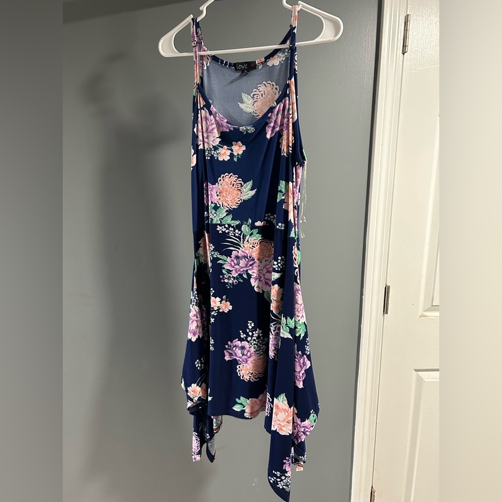 Love Asymmetrical Navy Floral Dress